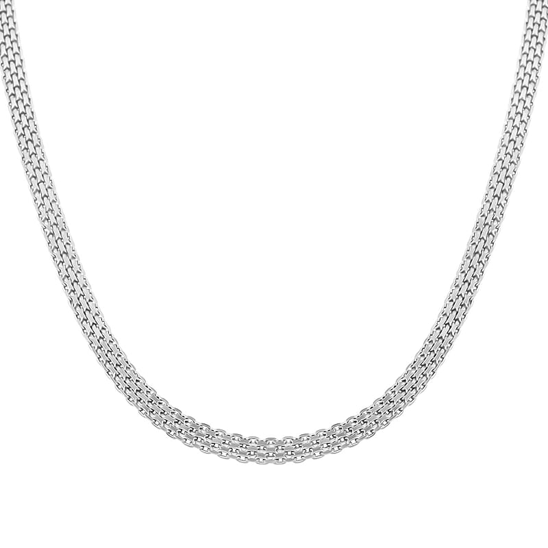 Italian Sterling Silver Bismark Chain Necklace 18 Inches 11.1 Grams