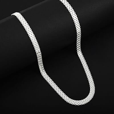 Italian Sterling Silver Bismark Chain Necklace 18 Inches 11.1 Grams
