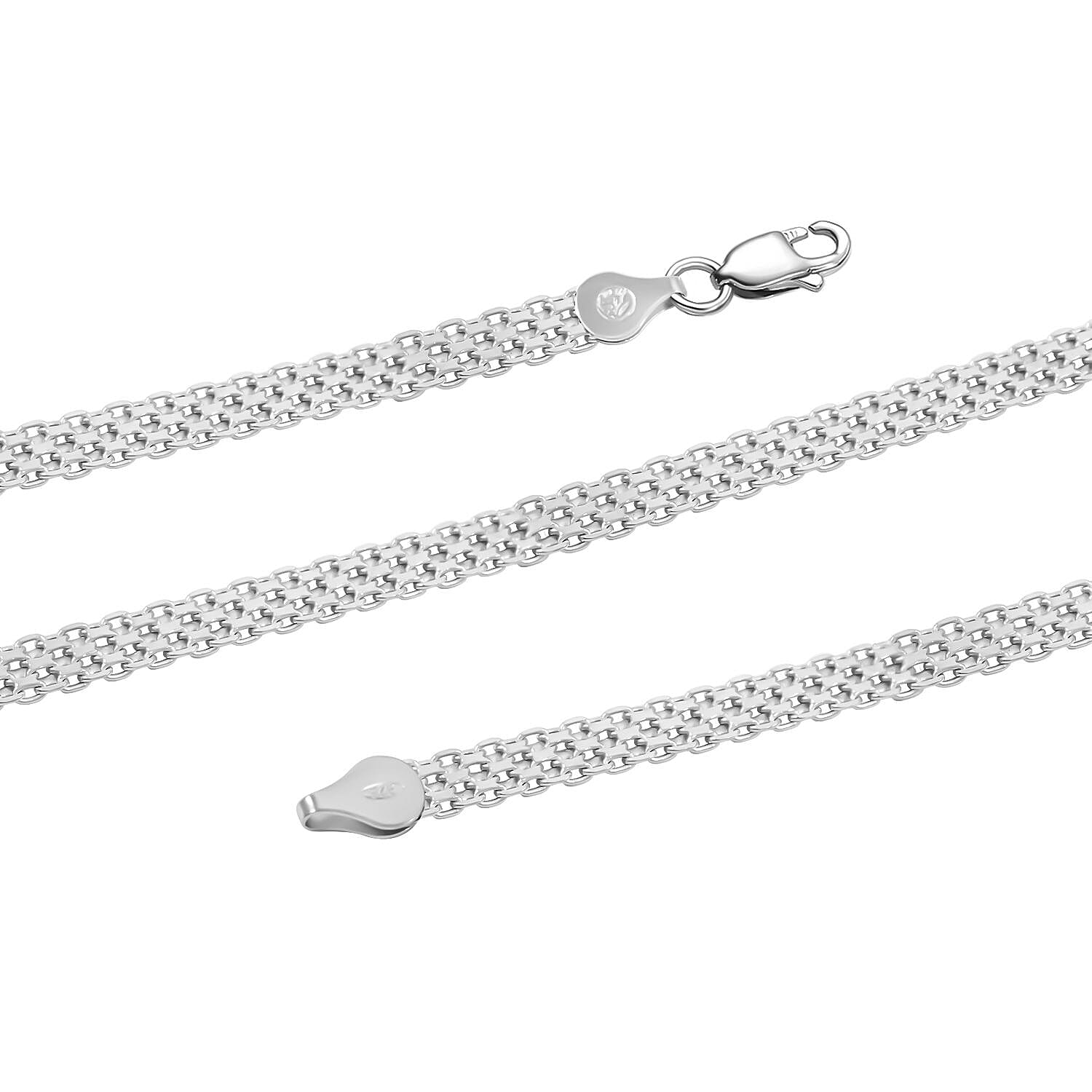 Italian Sterling Silver Bismark Chain Necklace 18 Inches 11.1 Grams