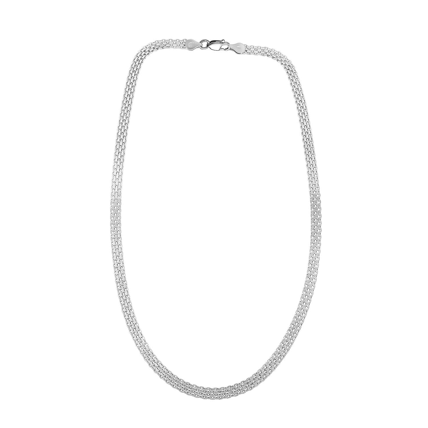 Italian Sterling Silver Bismark Chain Necklace 18 Inches 11.1 Grams