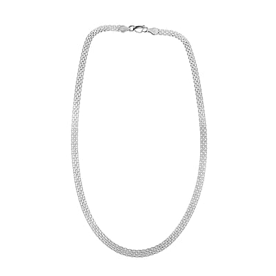 Italian Sterling Silver Bismark Chain Necklace 18 Inches 11.1 Grams