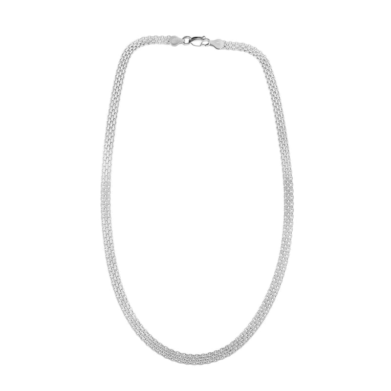 Italian Sterling Silver Bismark Chain Necklace 18 Inches 11.1 Grams