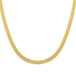 Italian 14K Yellow Gold Over Sterling Silver Bismark Chain Necklace 18 Inches 11.1 Grams