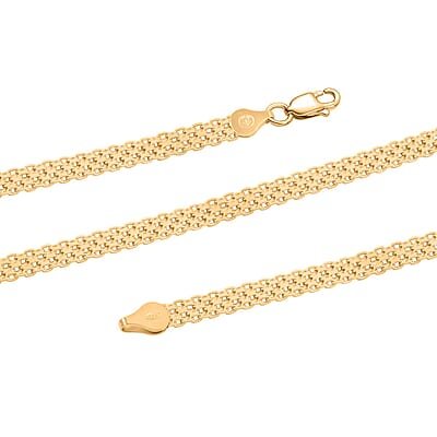 Italian 14K Yellow Gold Over Sterling Silver Bismark Chain Necklace 18 Inches 11.1 Grams