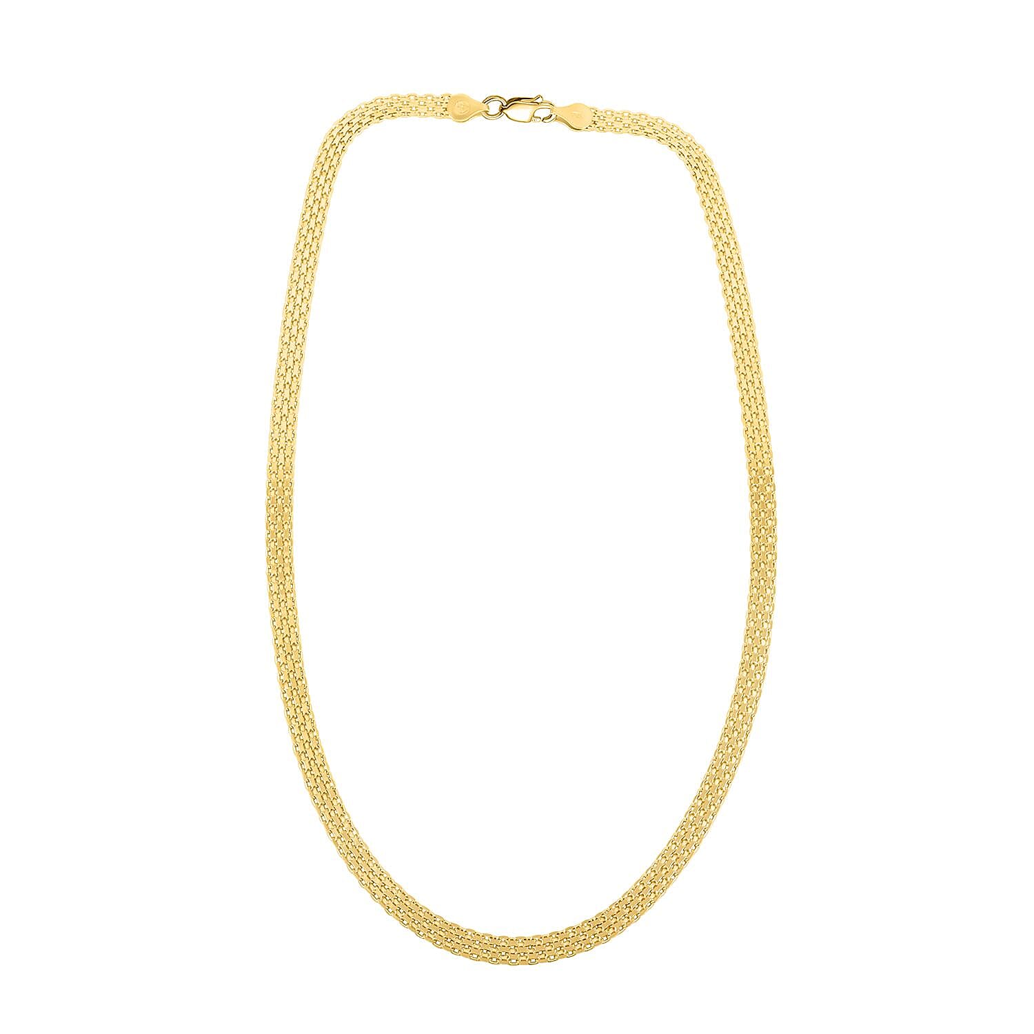 Italian 14K Yellow Gold Over Sterling Silver Bismark Chain Necklace 18 Inches 11.1 Grams