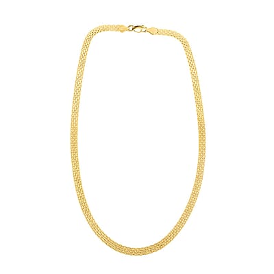 Italian 14K Yellow Gold Over Sterling Silver Bismark Chain Necklace 18 Inches 11.1 Grams