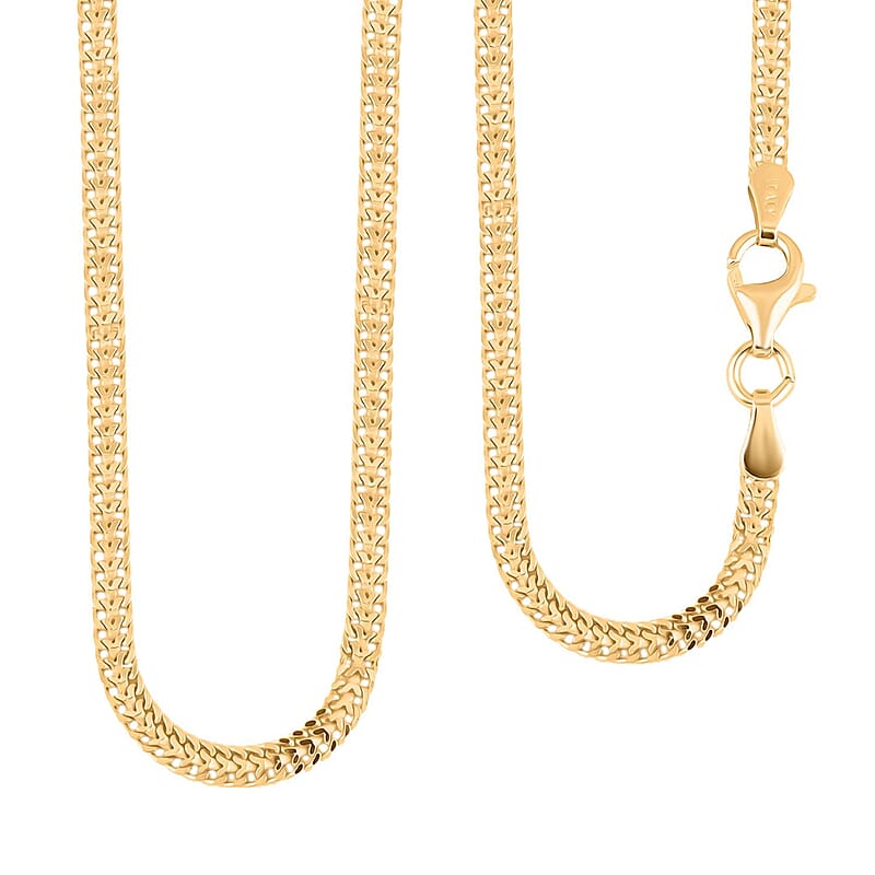 Italian 14K Yellow Gold Over Sterling Silver Arrow Chain Necklace 18 Inches 4.50 Grams