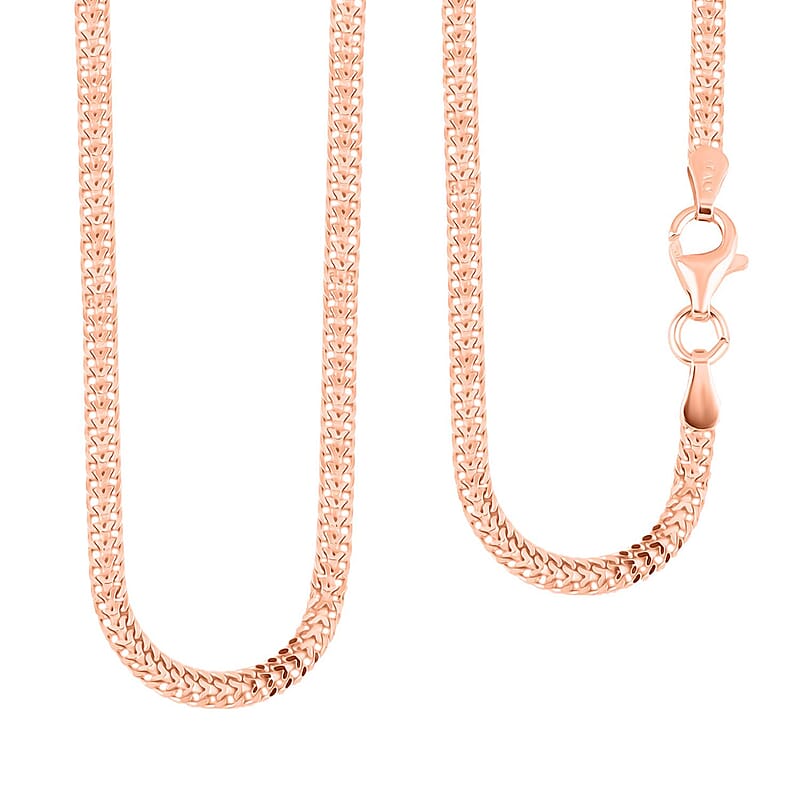 Italian 14K Rose Gold Over Sterling Silver Arrow Chain Necklace 18 Inches 4.50 Grams