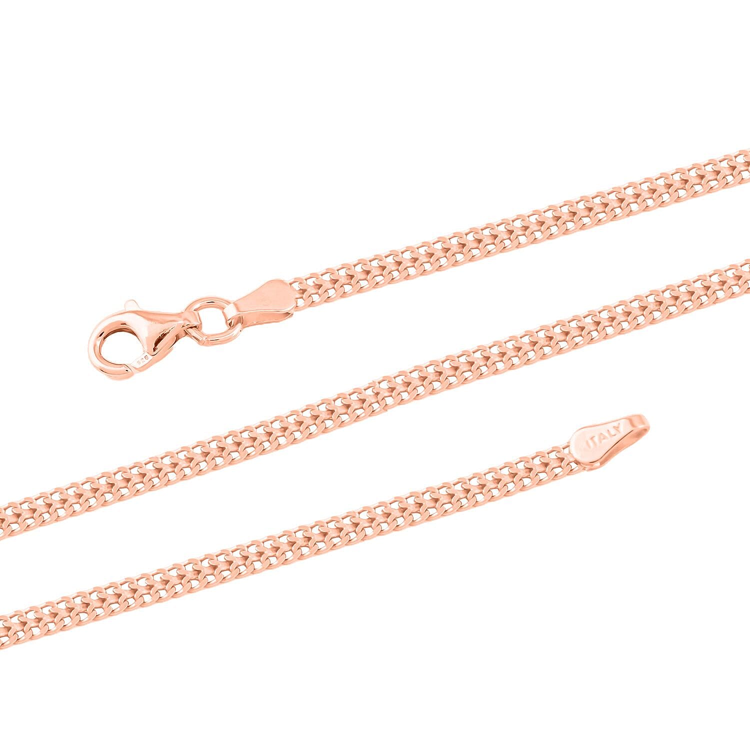 Italian 14K Rose Gold Over Sterling Silver Arrow Chain Necklace 18 Inches 4.50 Grams