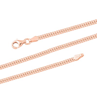 Italian 14K Rose Gold Over Sterling Silver Arrow Chain Necklace 18 Inches 4.50 Grams