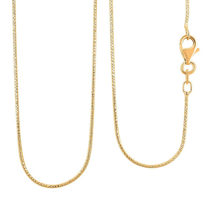 Italian 14K Yellow Gold Over Sterling Silver Round Snake Chain Necklace 18 Inches 2.40 Grams