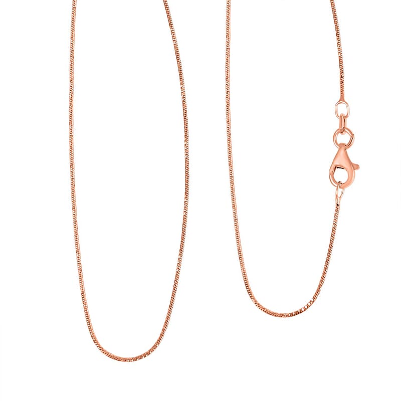 Italian 14K Rose Gold Over Sterling Silver Round Snake Chain Necklace 18 Inches 2.40 Grams