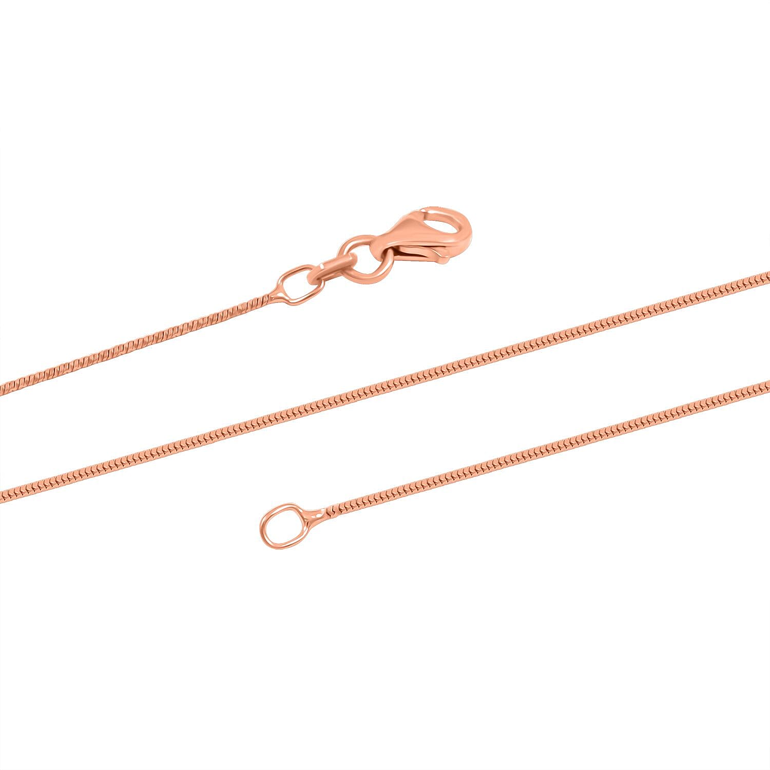 Italian 14K Rose Gold Over Sterling Silver Round Snake Chain Necklace 18 Inches 2.40 Grams