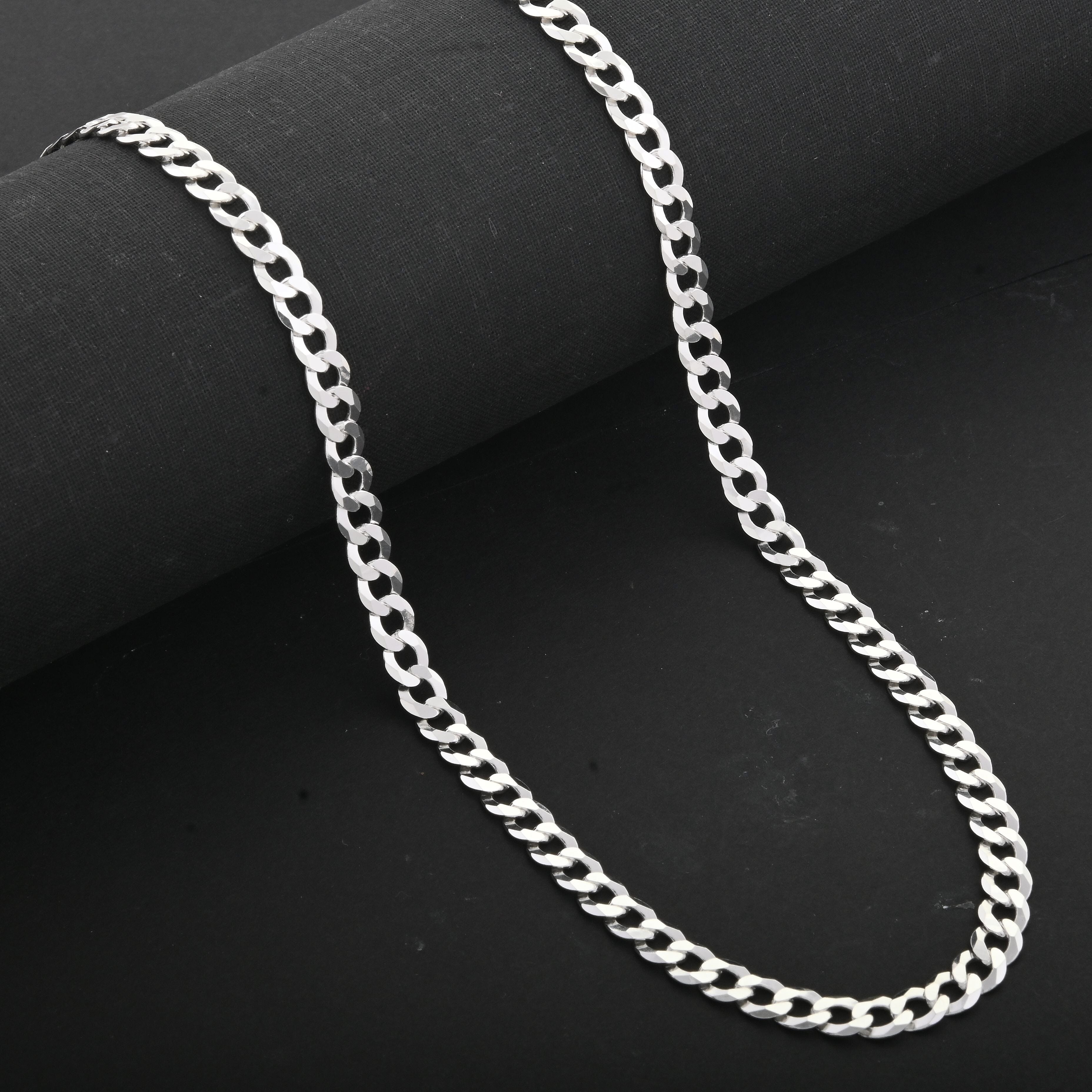 Italian Sterling Silver Super Flat Curb Chain Necklace 22 Inches 19.5 Grams