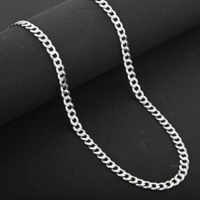 Italian Sterling Silver Super Flat Curb Chain Necklace 22 Inches 19.5 Grams