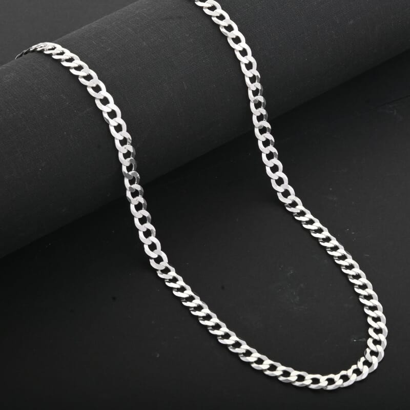 Italian Sterling Silver Super Flat Curb Chain Necklace 22 Inches 19.5 Grams