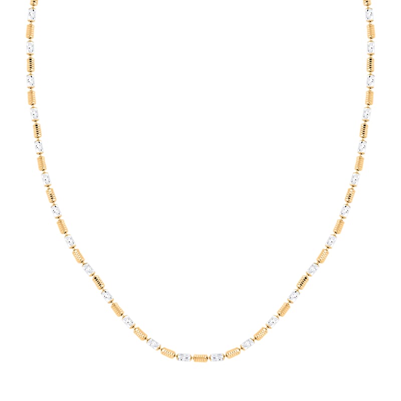 Italian 14K YG Over and Sterling Silver Chain Necklace 18 Inches 8.25 Grams