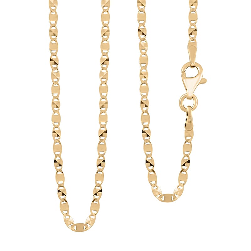 Italian Valentino Chain Necklace in 14K Yellow Gold Over Sterling Silver 20 Inches 2.60 Grams