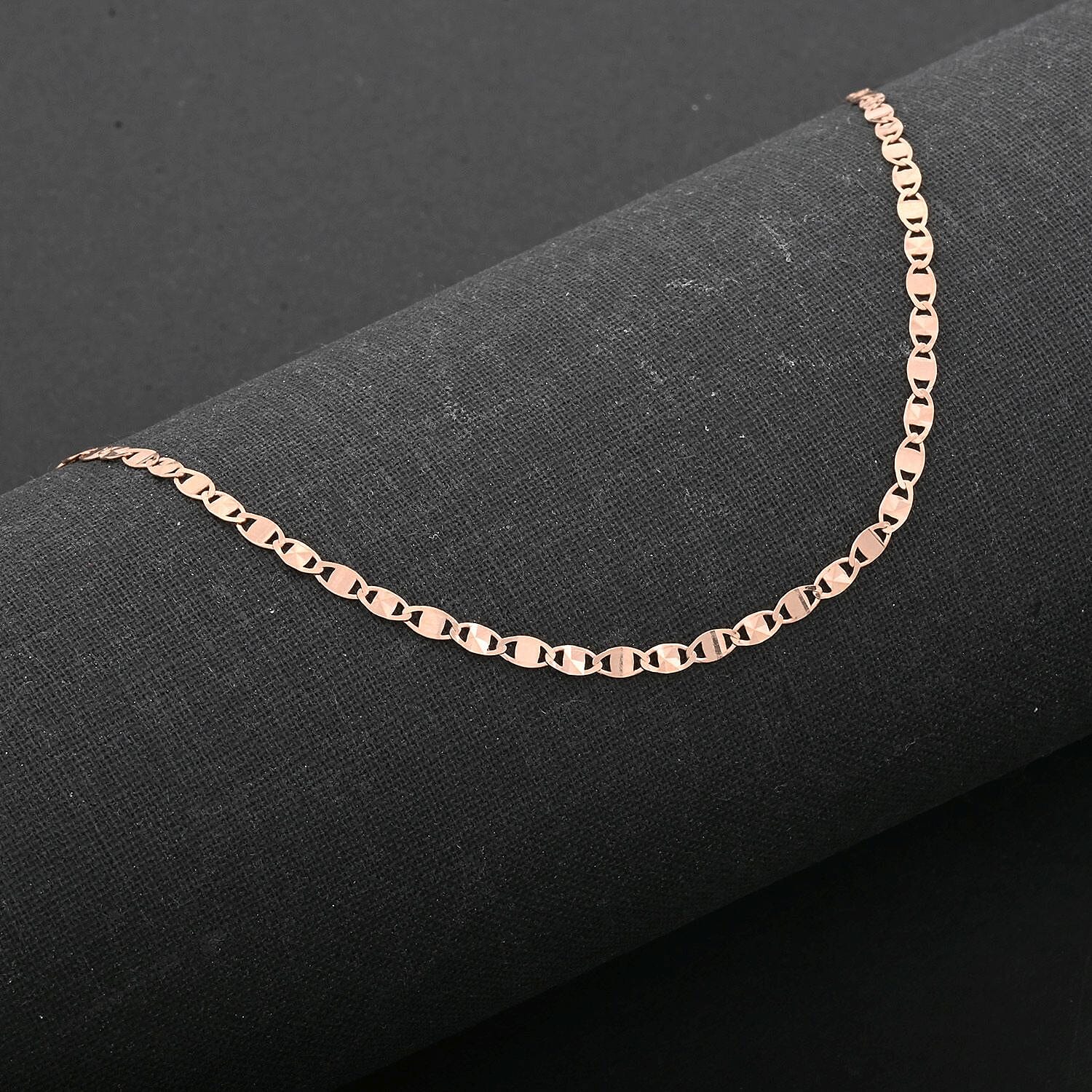 Italian Valentino Chain Necklace in 14K Rose Gold Over Sterling Silver 2.56 Grams 20 Inches