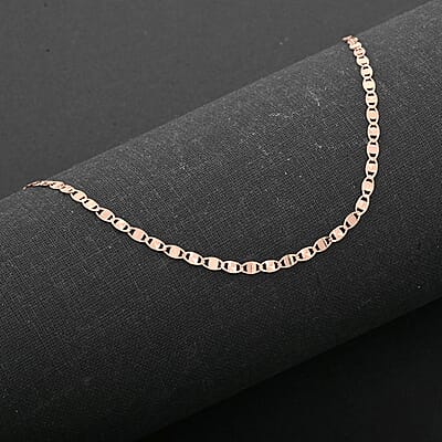 Italian Valentino Chain Necklace in 14K Rose Gold Over Sterling Silver 2.56 Grams 20 Inches