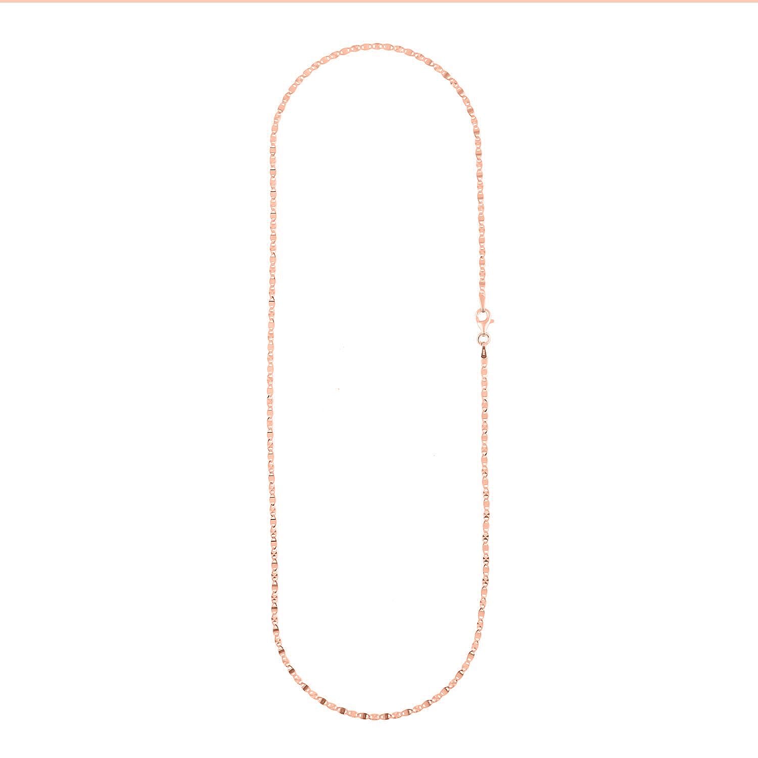 Italian Valentino Chain Necklace in 14K Rose Gold Over Sterling Silver 2.56 Grams 20 Inches