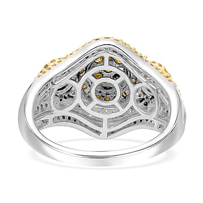 Yellow Diamond (IR) Ring in Platinum Over Sterling Silver (Size 6.0) 1.00 ctw