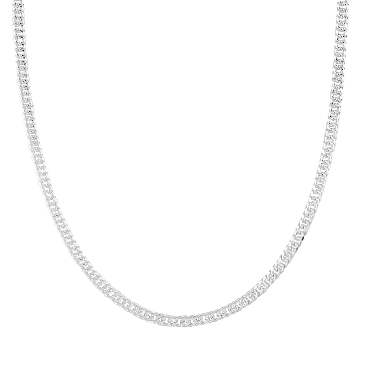 Italian Sterling Silver Double Curb Link Pave Chain Necklace 20 Inches 19.8 Grams image number 0