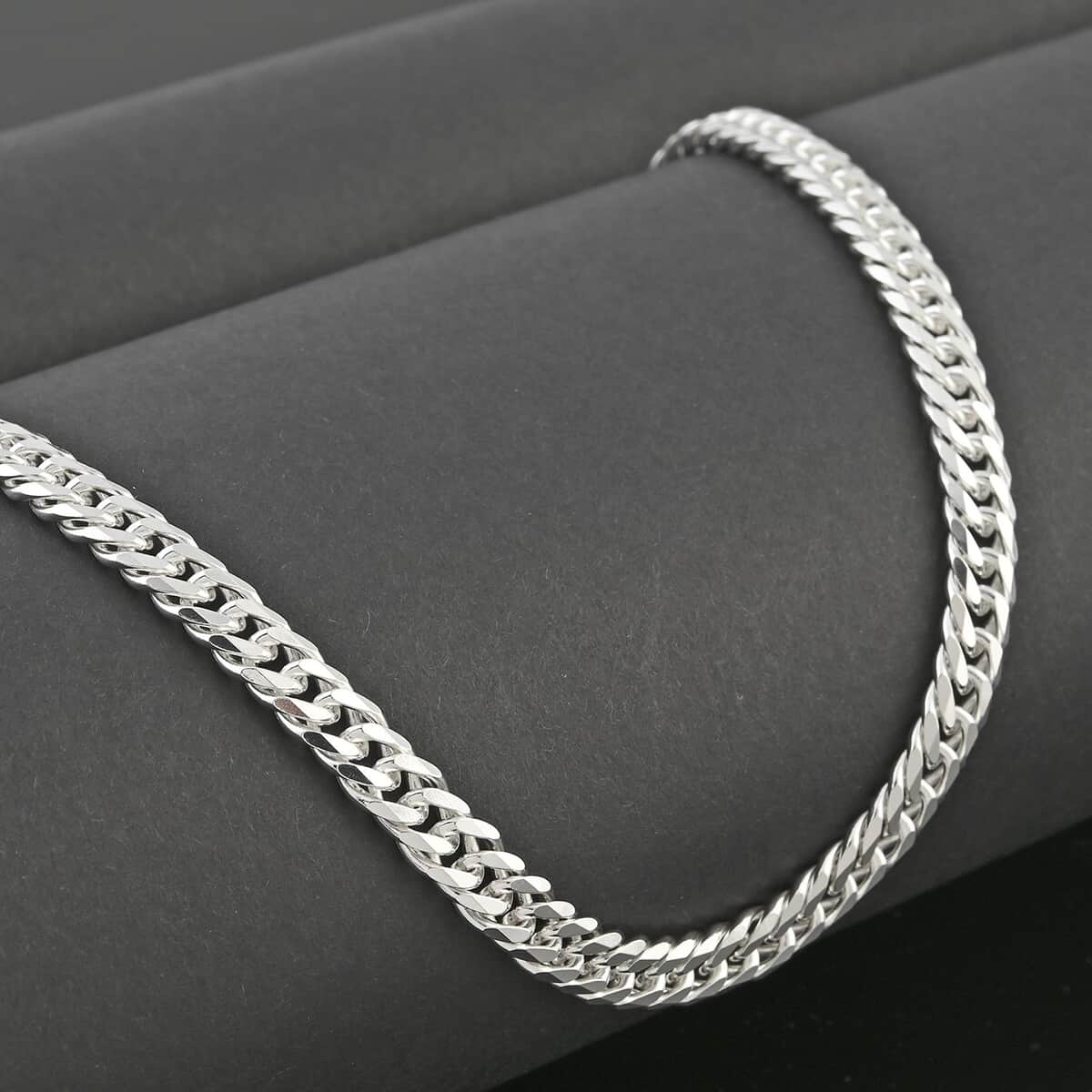 Italian Sterling Silver Double Curb Link Pave Chain Necklace 20 Inches 19.8 Grams image number 1