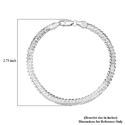 Italian Sterling Silver Double Curb Link Pave Chain Bracelet (7.50 In) 7.5 Grams
