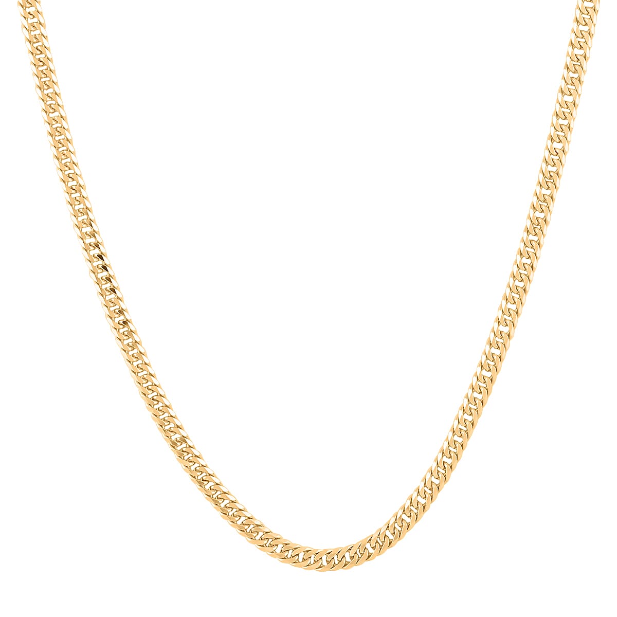 Italian 14K Yellow Gold Over Sterling Silver Double Curb Link Pave Chain Necklace 20 Inches 19.8 Grams
