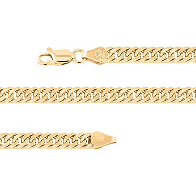 Italian 14K Yellow Gold Over Sterling Silver Double Curb Link Pave Chain Necklace 20 Inches 19.8 Grams