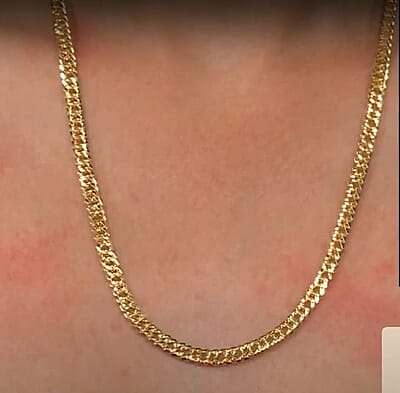 Italian 14K Yellow Gold Over Sterling Silver Double Curb Link Pave Chain Necklace 20 Inches 19.8 Grams