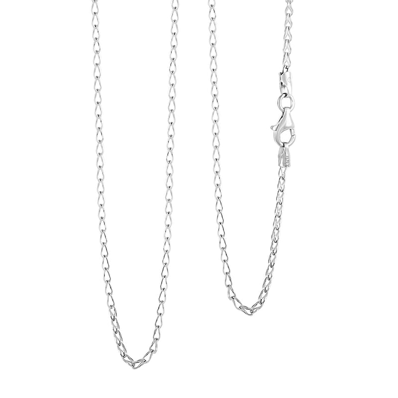 Italian Clip Chain Necklace in Rhodium Over Sterling Silver 3.0 Grams 20 Inches