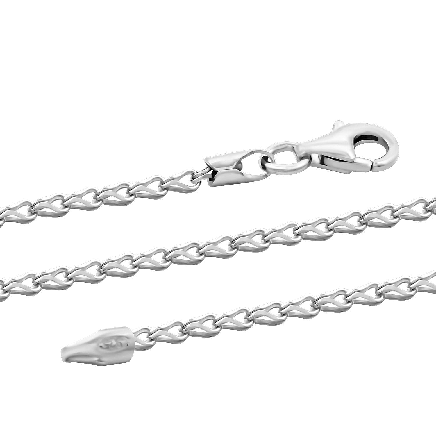 Italian Clip Chain Necklace in Rhodium Over Sterling Silver 3.0 Grams 20 Inches
