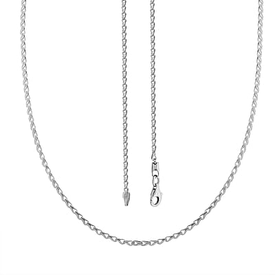 Italian Clip Chain Necklace in Rhodium Over Sterling Silver 3.0 Grams 20 Inches