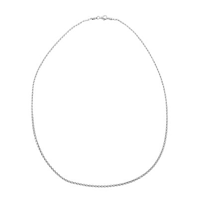 Italian Clip Chain Necklace in Rhodium Over Sterling Silver 3.0 Grams 20 Inches