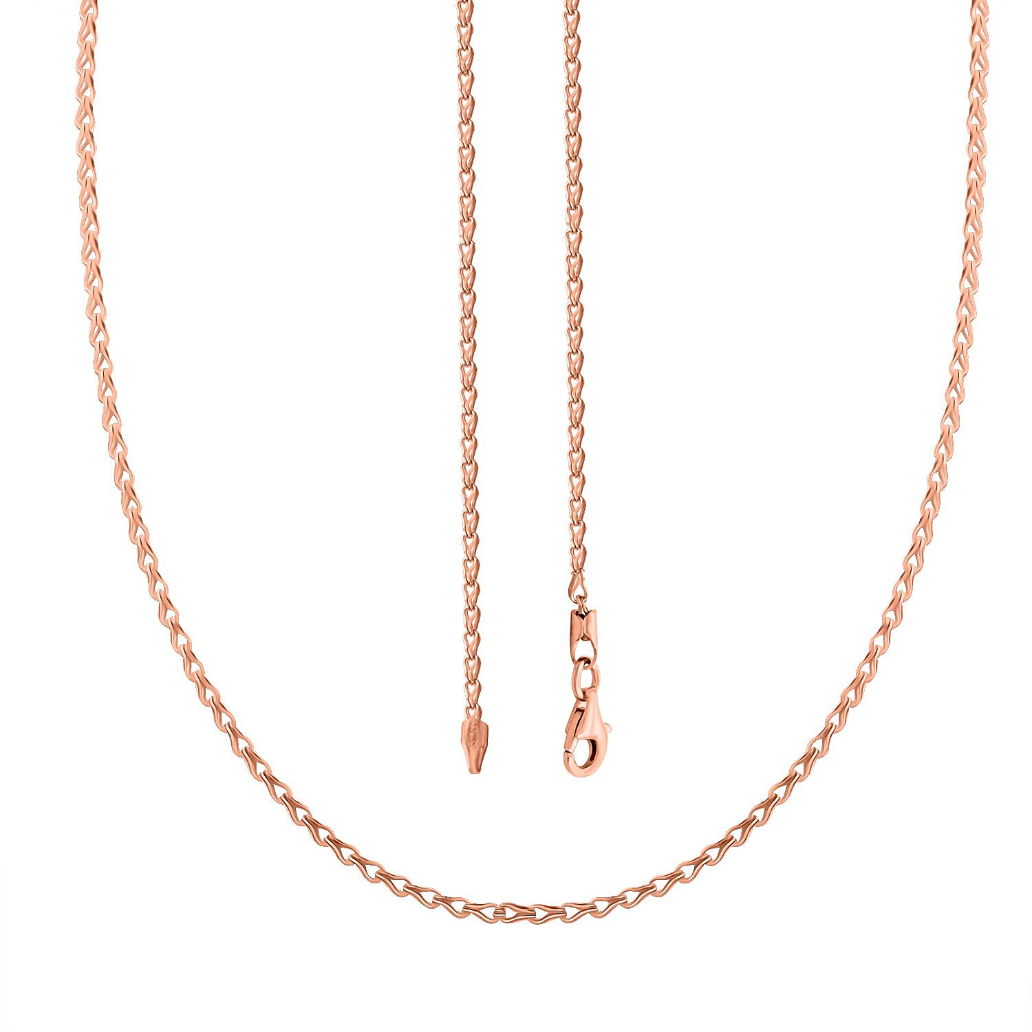 Italian Clip Chain Necklace in 14K Rose Gold Over Sterling Silver 3.0 Grams 20 Inches