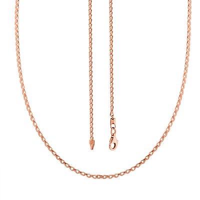 Italian Clip Chain Necklace in 14K Rose Gold Over Sterling Silver 3.0 Grams 20 Inches