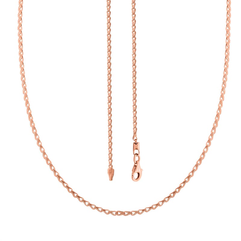 Italian Clip Chain Necklace in 14K Rose Gold Over Sterling Silver 3.0 Grams 20 Inches