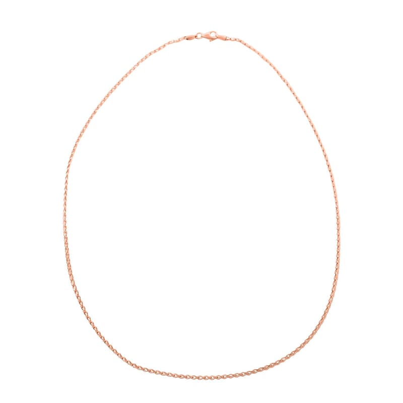 Italian Clip Chain Necklace in 14K Rose Gold Over Sterling Silver 3.0 Grams 20 Inches