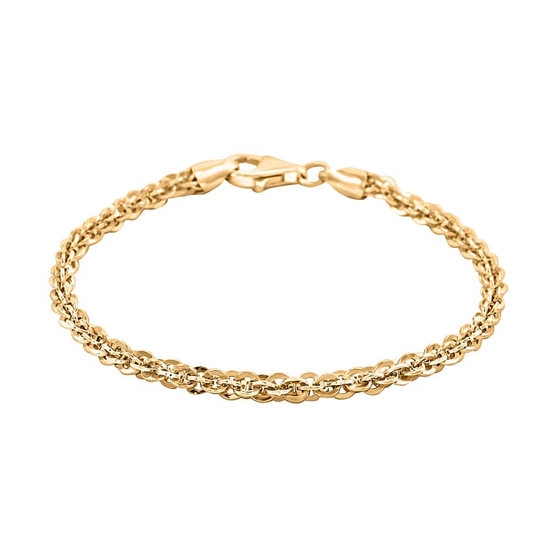Italian 14K Yellow Gold Over Sterling Silver Vortex Chain Bracelet (7.50 In) 7 Grams