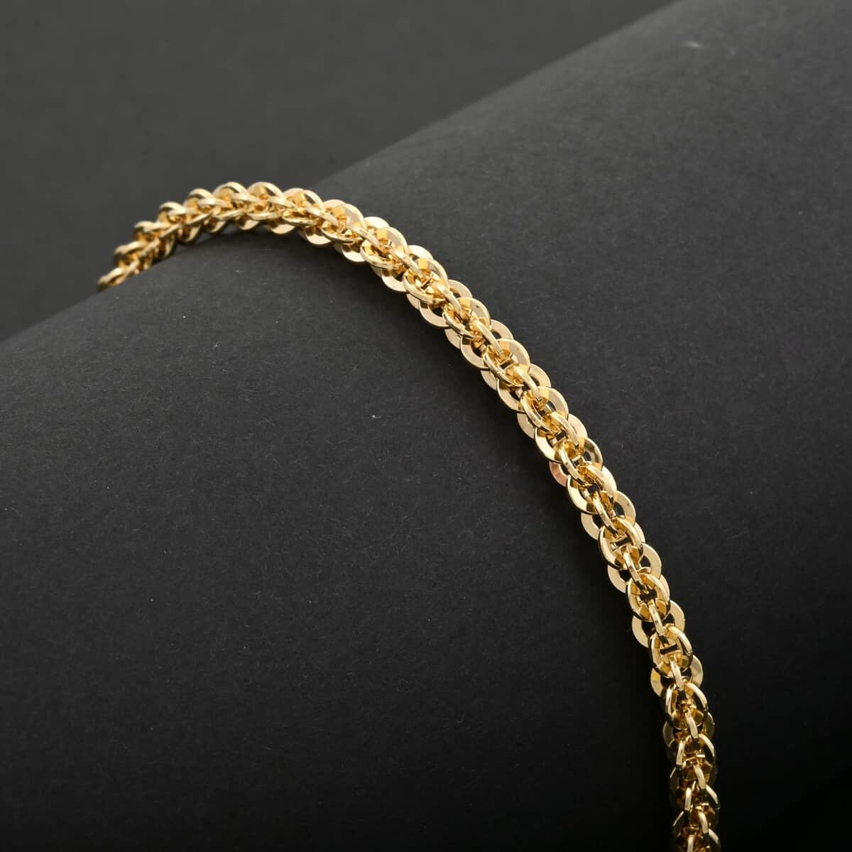 Italian 14K Yellow Gold Over Sterling Silver Vortex Chain Bracelet (7.50 In) 7 Grams image number 1