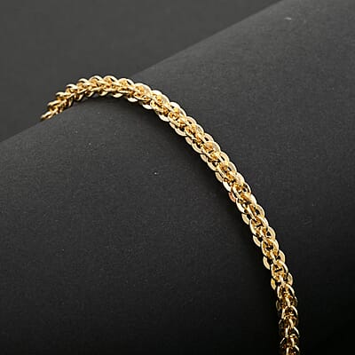 Italian 14K Yellow Gold Over Sterling Silver Vortex Chain Bracelet (7.50 In) 7 Grams
