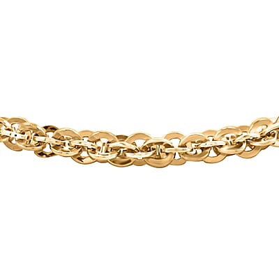 Italian 14K Yellow Gold Over Sterling Silver Vortex Chain Bracelet (7.50 In) 7 Grams