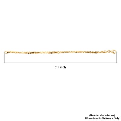 Italian 14K Yellow Gold Over Sterling Silver Vortex Chain Bracelet (7.50 In) 7 Grams
