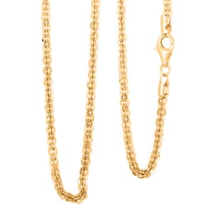 Italian 14K Yellow Gold Over Sterling Silver Vortex Chain Necklace 18 Inches 15.7 Grams