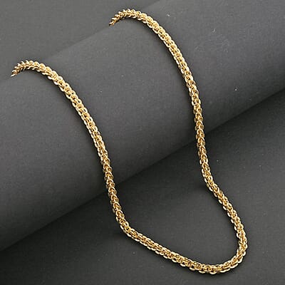 Italian 14K Yellow Gold Over Sterling Silver Vortex Chain Necklace 18 Inches 15.7 Grams