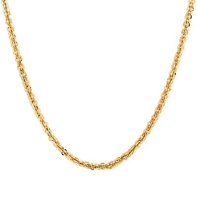 Italian 14K Yellow Gold Over Sterling Silver Vortex Chain Necklace 18 Inches 15.7 Grams