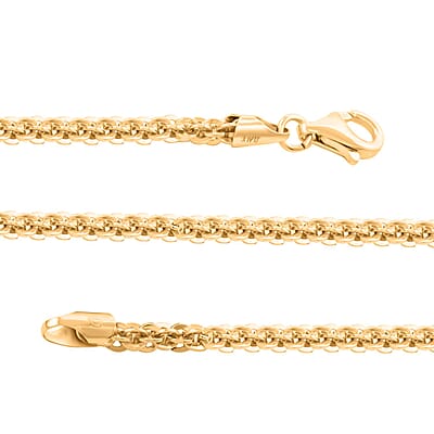 Italian 14K Yellow Gold Over Sterling Silver Vortex Chain Necklace 18 Inches 15.7 Grams