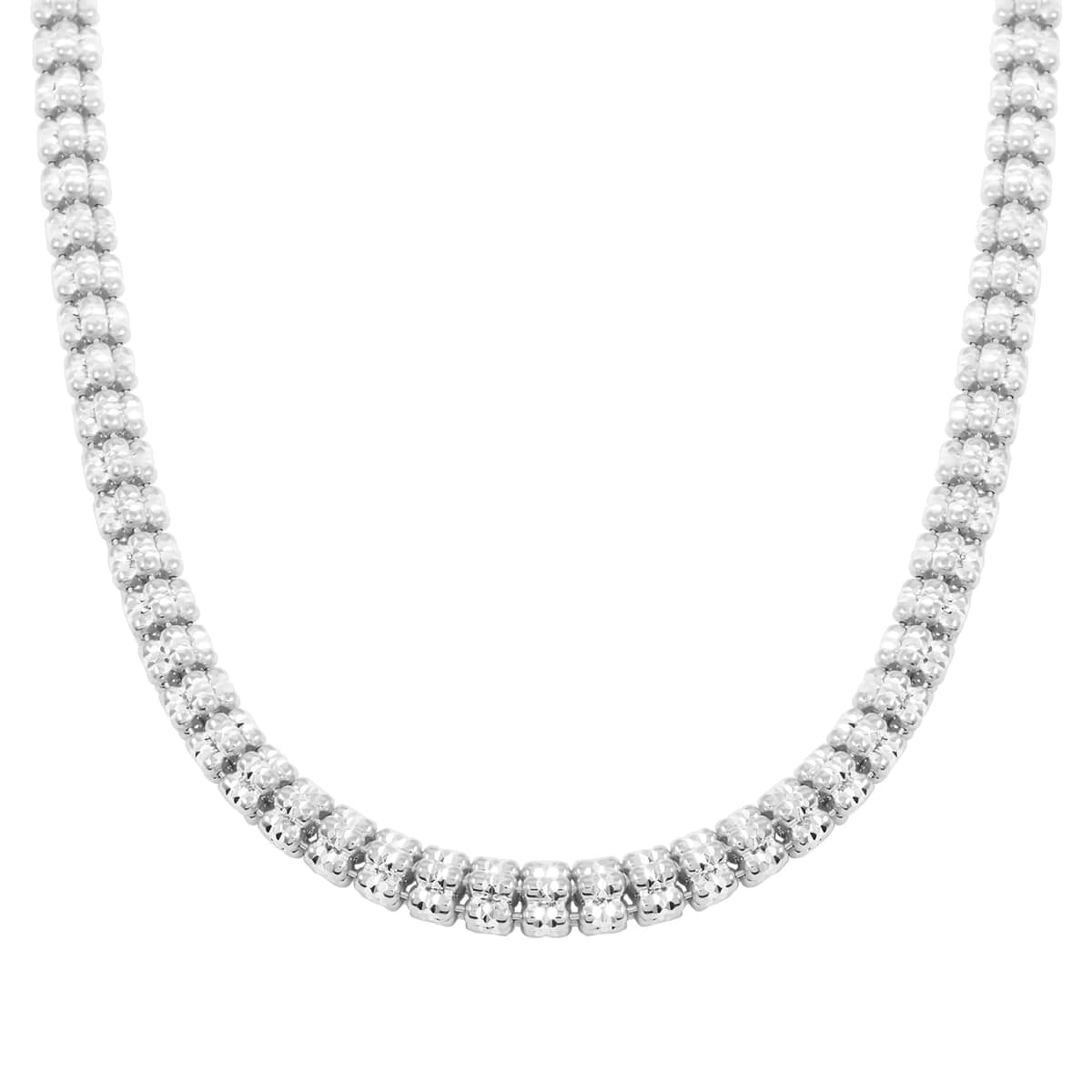 Italian Rhodium Over Sterling Silver Round Ice Chain Necklace 18 Inches 31.23 Grams image number 0